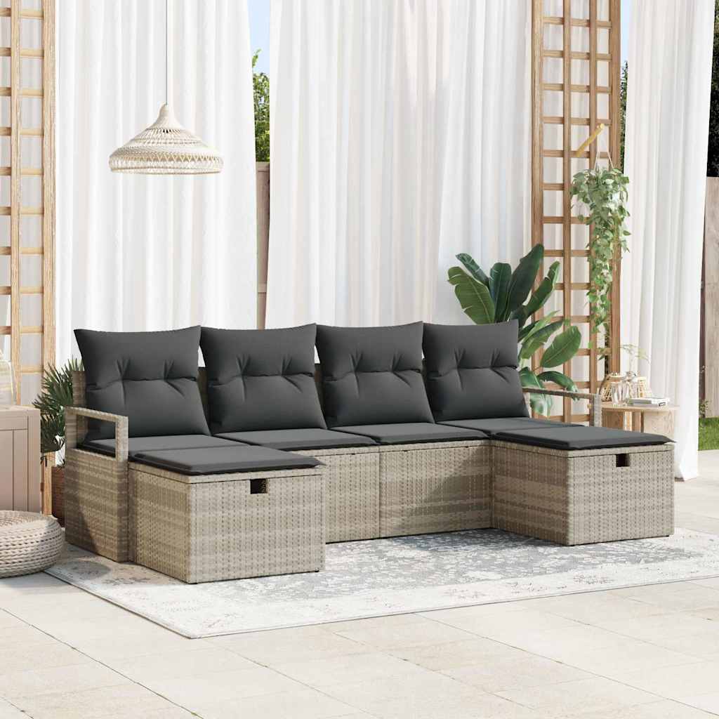 Garten-Sofa-Set 6 pcs Hellgrau 230 x 117 x 85 cm Poly Rattan